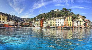 Colorful houses by the sea in Liguria, Sanremo