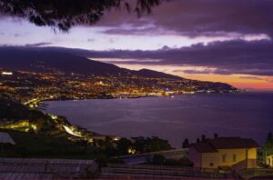 The enchanting sight of the Ligurian Riviera seaside at dusk